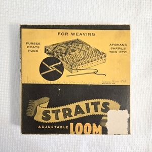 Vtg Straits Adjustable Metal Loom Weaving Frame USA W Directions Sample
